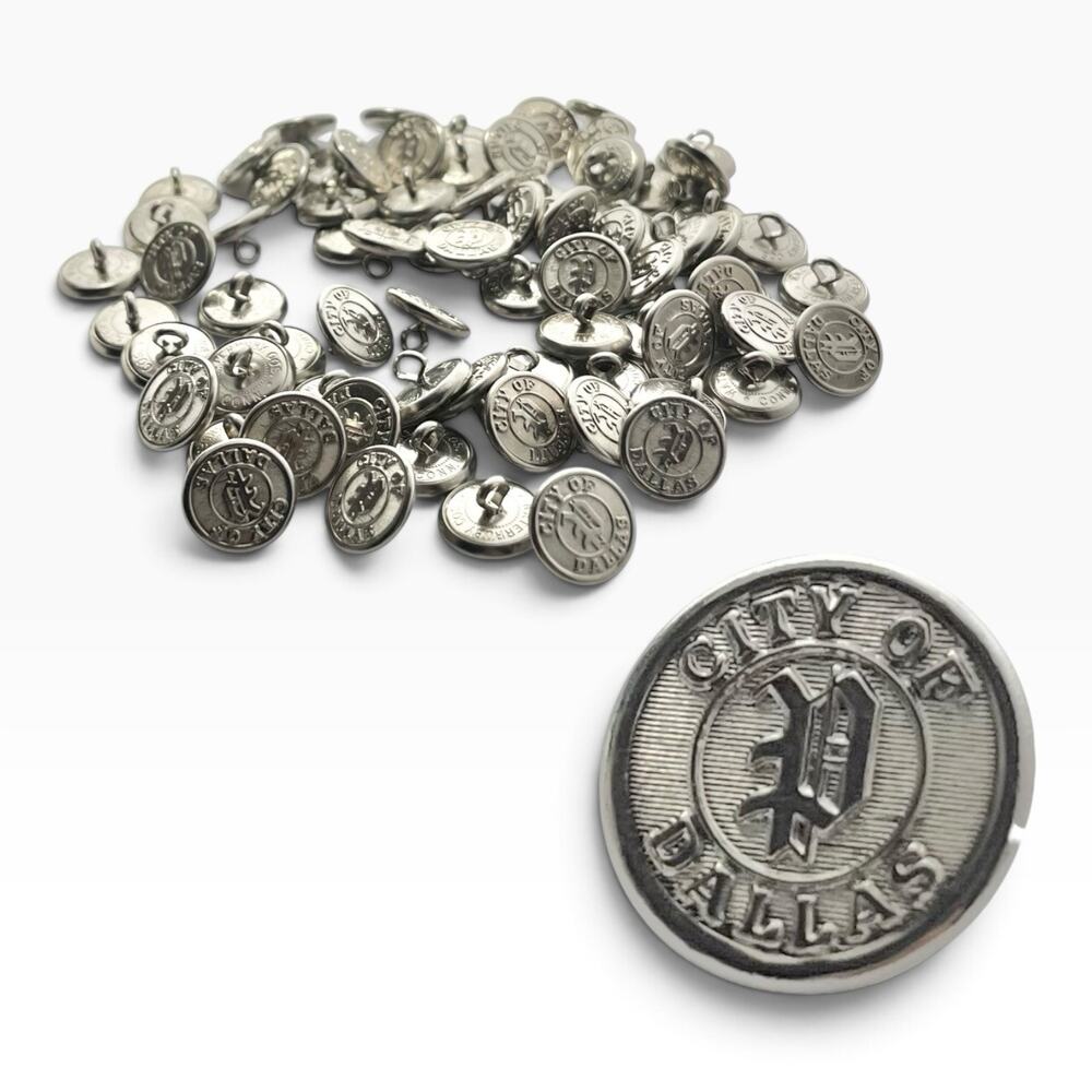 1980s Vintage Lot of 80+ Nickel Silver City of Dallas, Texas Buttons 15mm 5/8”